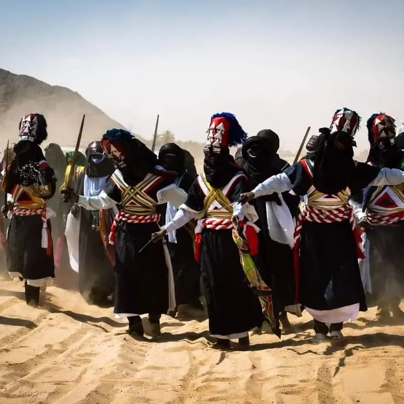Tuareg men in traditional dress during a festival in Djanet